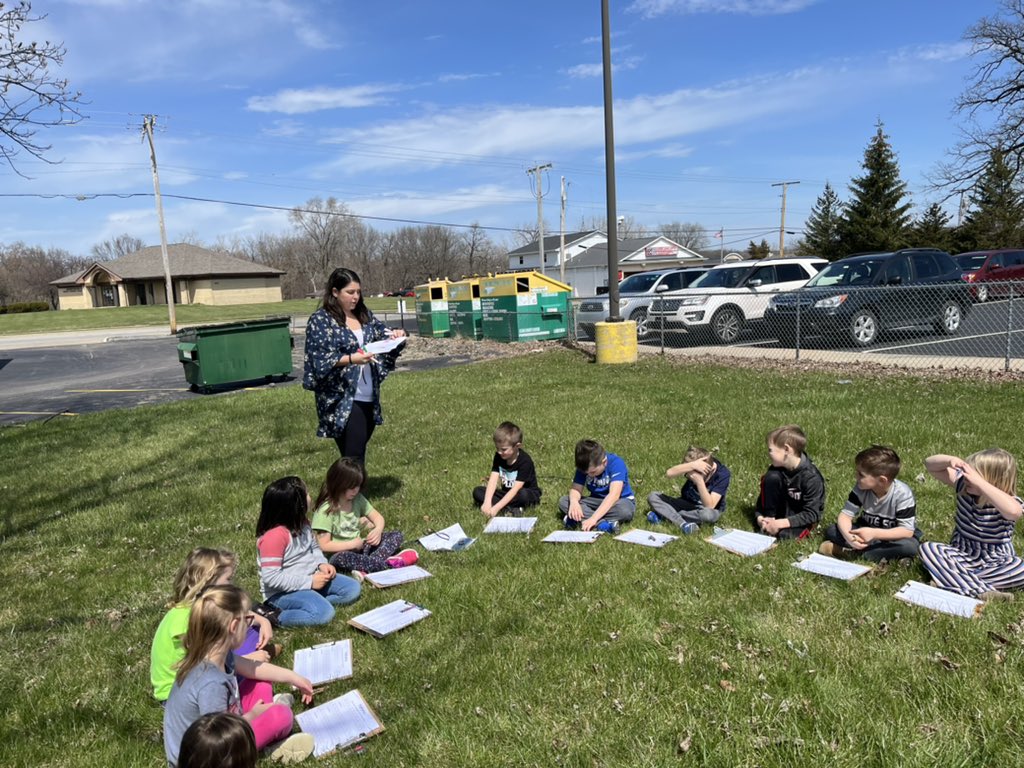 MrsPeceny's tweet photo. Perfect weather for moving our math lesson outside!! #myjblions https://t.co/CQTlIHDpR3