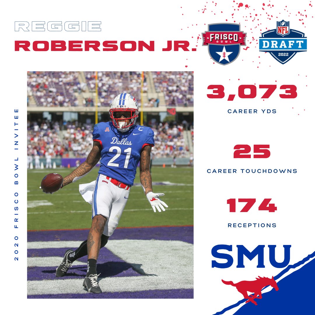 Scooter’s Coffee Frisco Bowl (@friscobowlgame) on Twitter photo Today's Draft Highlight is <a href="/TheKingReggie/">Reggie Roberson Jr</a>! Good Luck in this year's NFL Draft!
<a href="/SMUFB/">SMU Football</a> | #NFLDraft2022 | <a href="/StoolSMU/">SMU Barstool(CFP Participants)</a> Today's Draft Highlight is <a href="/TheKingReggie/">Reggie Roberson Jr</a>! Good Luck in this year's NFL Draft!
<a href="/SMUFB/">SMU Football</a> | #NFLDraft2022 | <a href="/StoolSMU/">SMU Barstool(CFP Participants)</a>