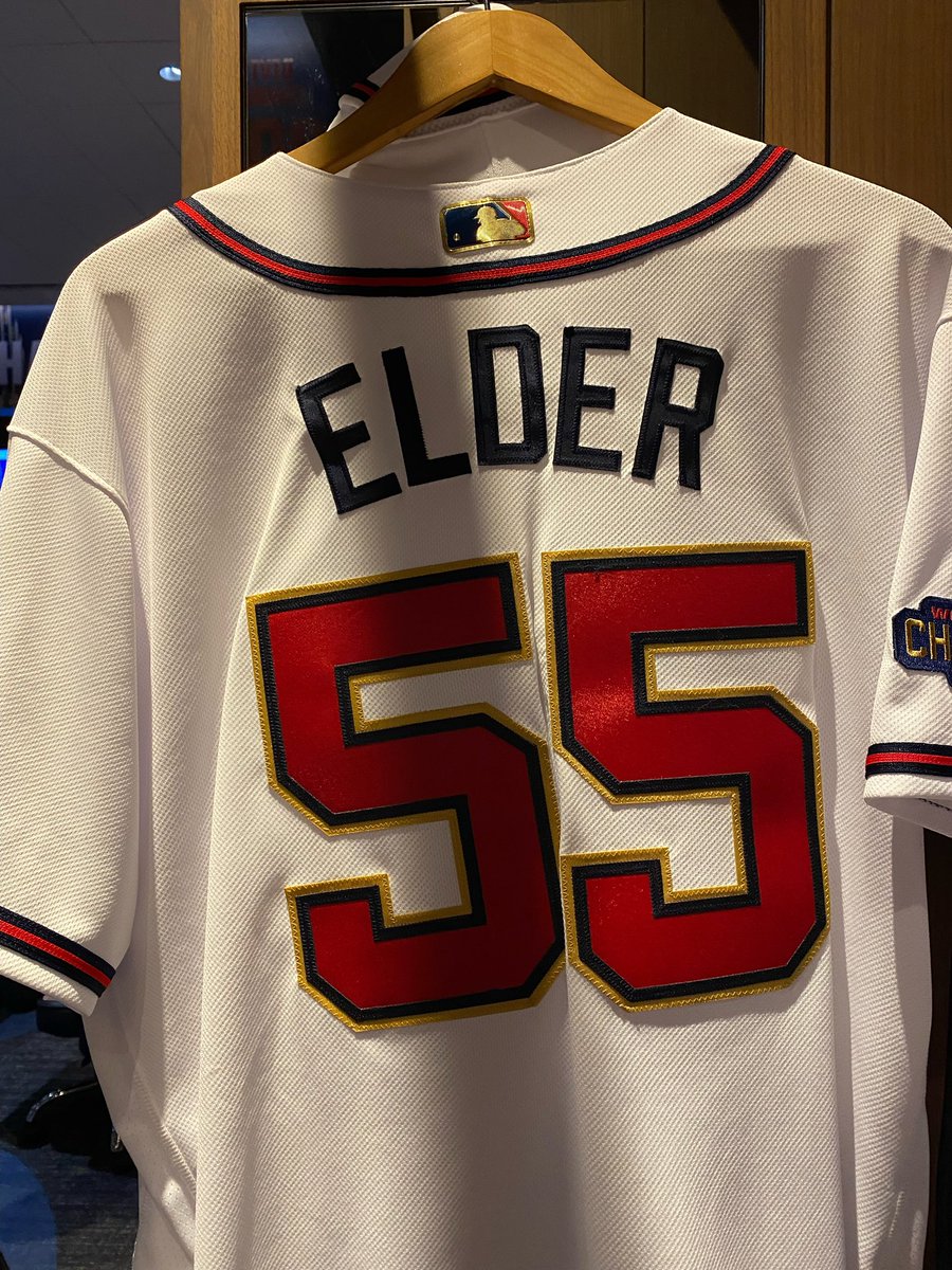 Braves's tweet photo. ✅ Big league jersey
✅ Big league contract

@bryce_elder13 | #ForTheA https://t.co/9zWbEpxN2K