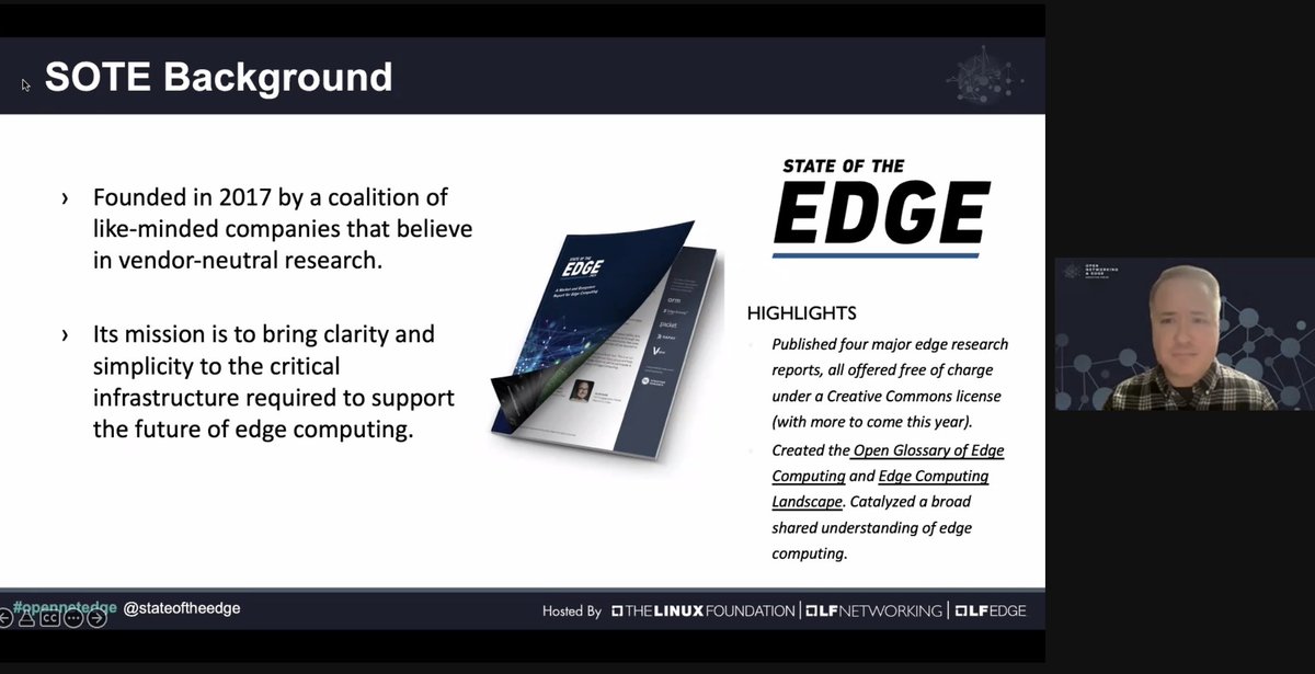 LF_Edge's tweet image. @equinixmetal&apos;s Jacob Smith discusses the State of the Edge Report, including history &amp;amp; a preview of the 2022 #SOTE report (due out later this Spring!). events.linuxfoundation.org/open-networkin… #ONEEF #opennetedge