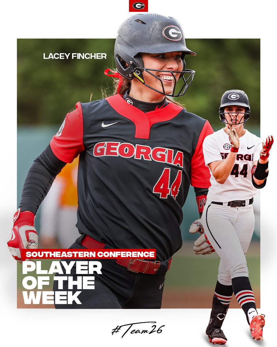 Georgia Softball (@ugasoftball) on Twitter photo π
<a href="/LaceyFincher3/">Lacey Fincher</a> is the <a href="/SEC/">Southeastern Conference</a> Player of the Week π
π₯ 3 home runs
π₯ 9 RBI
π₯ 1.857 slugging
π₯ .750 on-base pct.
π₯ 4 walks
π gado.gs/95k
#Team26 | #GoDawgs π
<a href="/LaceyFincher3/">Lacey Fincher</a> is the <a href="/SEC/">Southeastern Conference</a> Player of the Week π
π₯ 3 home runs
π₯ 9 RBI
π₯ 1.857 slugging
π₯ .750 on-base pct.
π₯ 4 walks
π gado.gs/95k
#Team26 | #GoDawgs