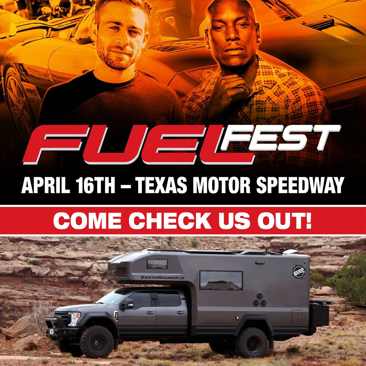 Come visit EarthRoamer this Friday, April 16th at Fuel Fest at the Texas Motor Speedway!

#Earthroamer #expeditionvehicle #overlanderlife #overlandvehicles #campinglifestyle #4x4camper #travel #explorer