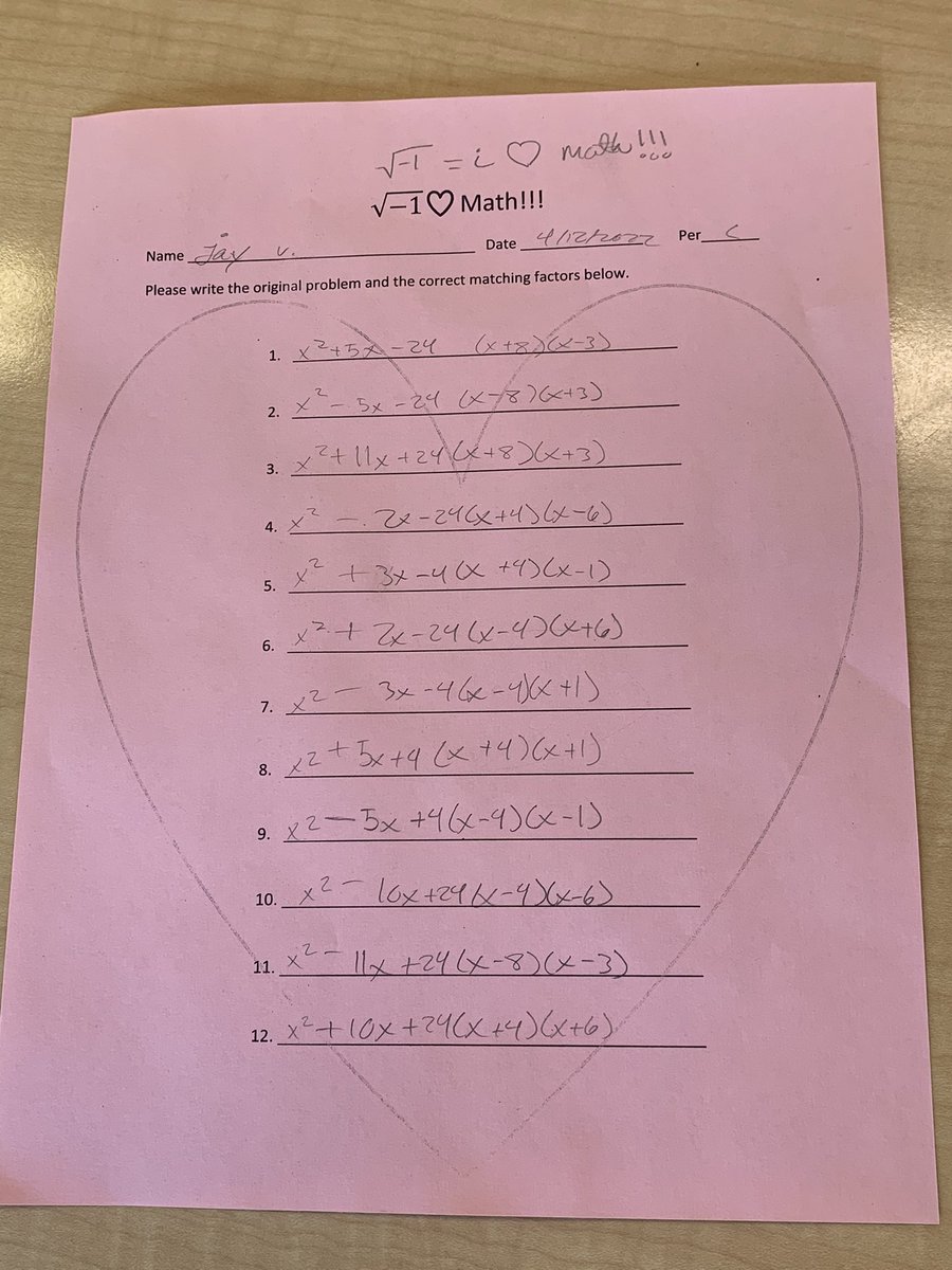 EmilyCajigas's tweet image. My Algebra Seminar students Love Math 💗 #FactoringFun @CCHSEAST