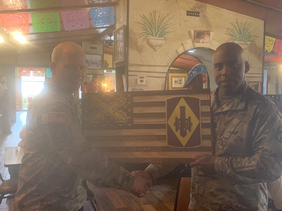 75thFA_D7's tweet photo. @75thFA_D7  @75thFA_BDE today the Sergeants Major of the Diamond Brigade bid farewell to one of our own. CSM Michael McLaughlin will relinquish responsibility tomorrow and march order to go assume his new role as Drumfire 7. Thanks for all you did for 2-4 FA. Good luck https://t.co/IkP3G32971