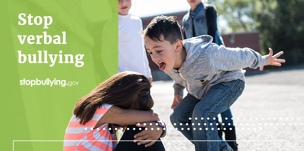 StopBullyingGov's tweet photo. #VerbalBullying is one of the most common forms of bullying, but it can be stopped. Even one person’s support can #MakeABigDifference for someone who is being bullied.
Visit our website for more information:
https://t.co/t85sw4Wqlj
#StopBullying #StandUp #AntiBullyAdvocate https://t.co/cPyeYsydW8