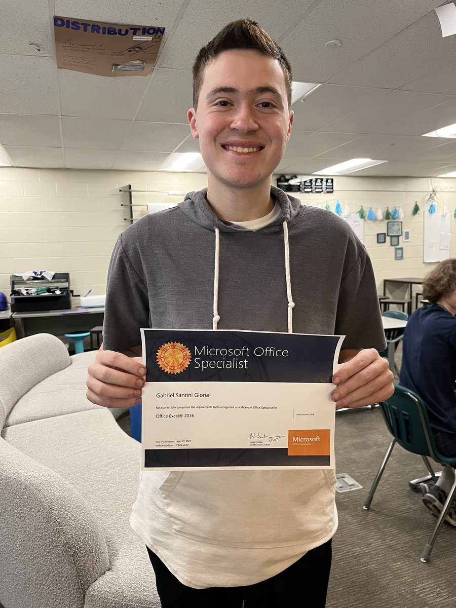 Gabe earned his Microsoft Excel certification today! 👏🏻 👏🏻 👏🏻