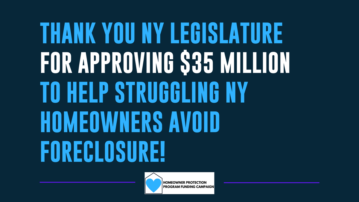 OCRDAC's tweet photo. 🎉 The NY state budget includes historic funding for the #HOPP program! Struggling NY homeowners hit hard by COVID now have access to free help to protect them from foreclosure THANKS to @JeffreyDinowitz @CharlesLavineNY @SolagesNY @bradhoylman! https://t.co/XYewnfMfNo