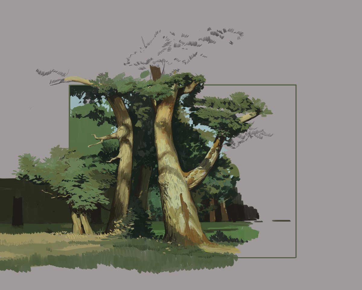 I've neglected to keep up with my painting lately while focusing on my drawing style. So I spent a few hours today studying Ivan Shishkin's Oak Grove