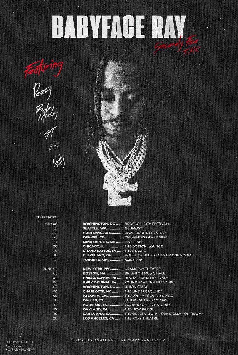 babyfaceray's tweet photo. Who’s popping out? Sincerely face tour! https://t.co/i6ymPHYKET