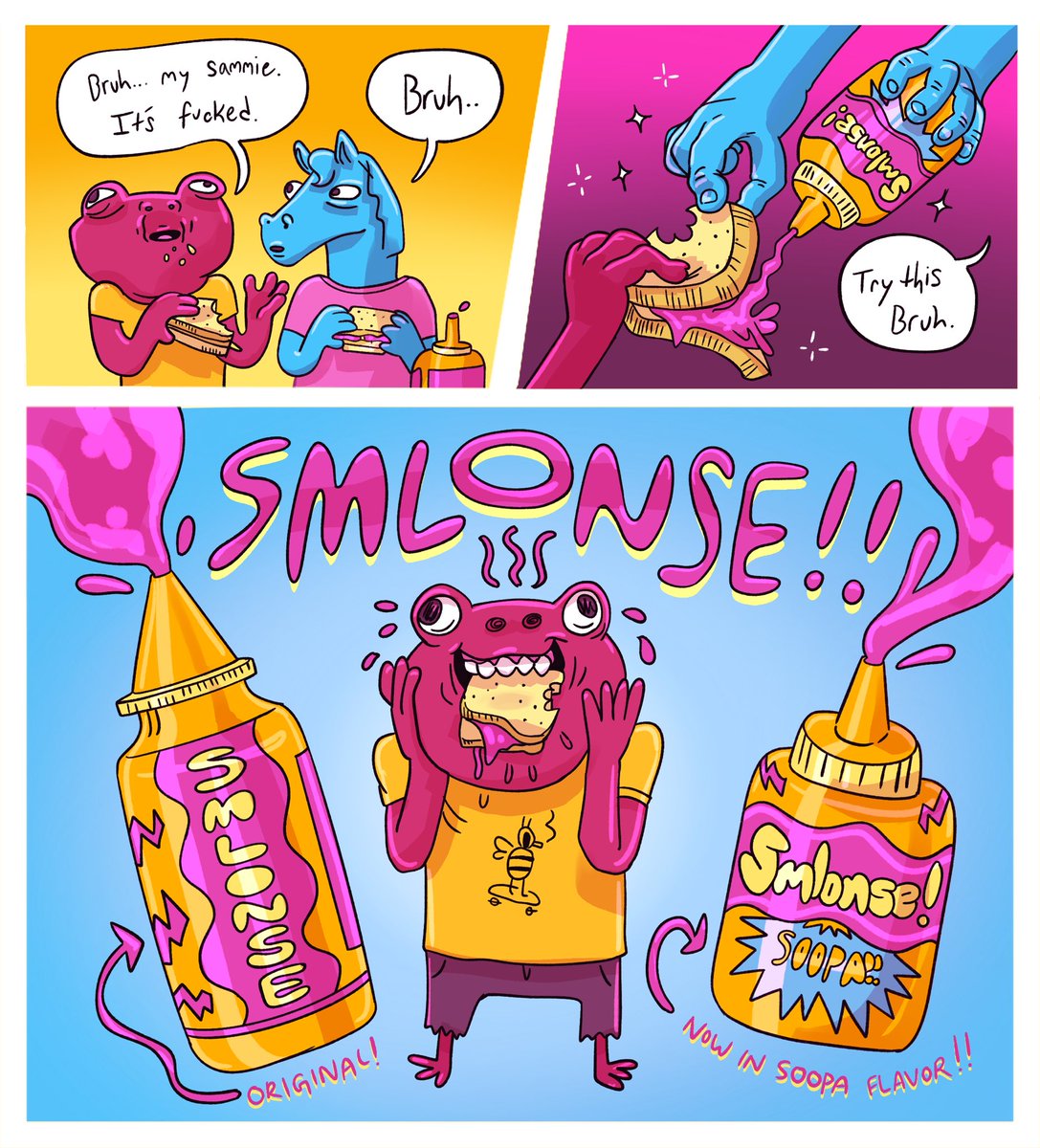 SMONLSE 💖🧡💖🥪 A spontaneous collab comic with pencils by @HarmlessCarsen ! I did the inks and the final color. 