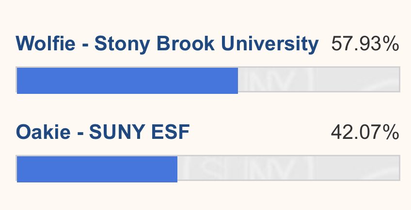 David_Bruen's tweet photo. 🌳Syracuse! Y’all want a true Cinderella story? Oakie, the official mascot of @sunyesf has made their way to the finals of #MascotMadness 

But, Oakie is losing to @stonybrooku. We can’t let this happen! 

🗳Vote now &amp; confirm your vote in your email!
https://t.co/wLqKMVn1sE https://t.co/Xi1jLwkAQm