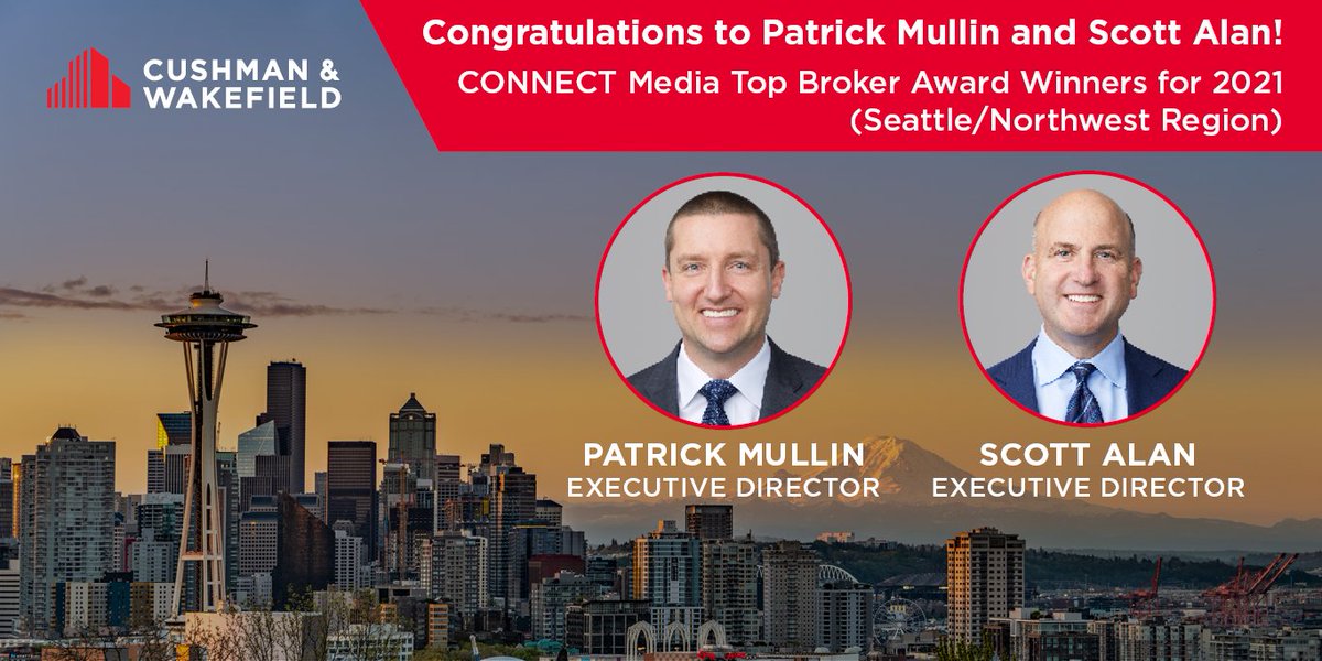 CushWakePNW's tweet photo. We are thrilled to congratulate the elite #industrial team of Patrick Mullin and Scott Alan, recognized as @connectCRE Top Brokers for the Seattle/Northwest region!  Read their story here >> https://t.co/kJxm9Du6GP    #Seattle #CRE #TopBrokers https://t.co/Wajk00rT78