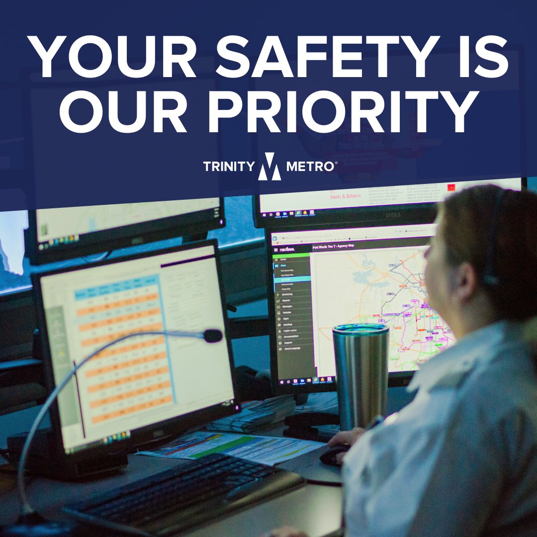 Your safety is paramount to our mission of providing transportation to residents of the Tarrant County region. 

Help us maintain a safe environment for Trinity Metro customers and employees by remembering that if you see something, say something. 
ridetrinitymetro.org/safety-securit…