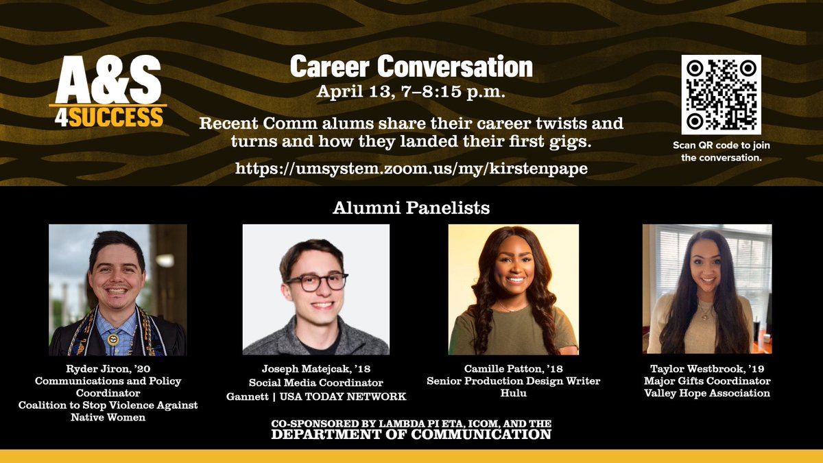 MIZZOUiCOM's tweet photo. Happy Comm Week!!! As we continue to kick off this week with great events, please join us tomorrow with @mizzoucomm @mizzouaands for our Alumni Panel!!! https://t.co/oHaaTOoJ5p