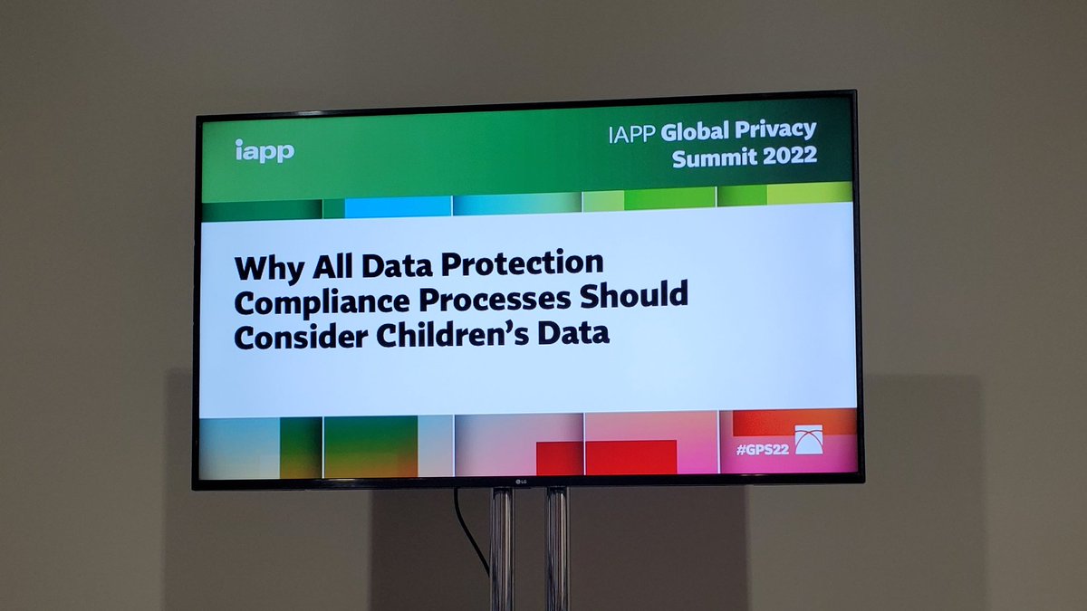 'Why All Data Protection Compliance Processes Should Consider Children's Data' brought to you by Emma Day (@UNICEF), Jacob Ohrvik-Stott (@ICOnews), Michelle Richardson (@Richardson_Mich, @Apple) and Dale Sunderland (@DPCIreland) #GPS22