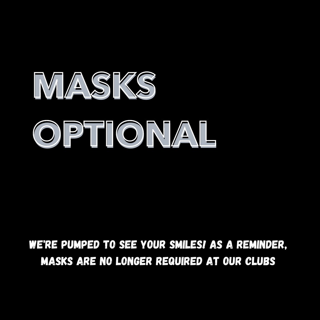 We love seeing your smiles again at our clubs! ⁣

For anyone thinking of joining or returning to the club, masks are now optional at both clubs but we are continuing to keep your health and safety a priority with our cleaning measures and use of airPHX technology for the air.