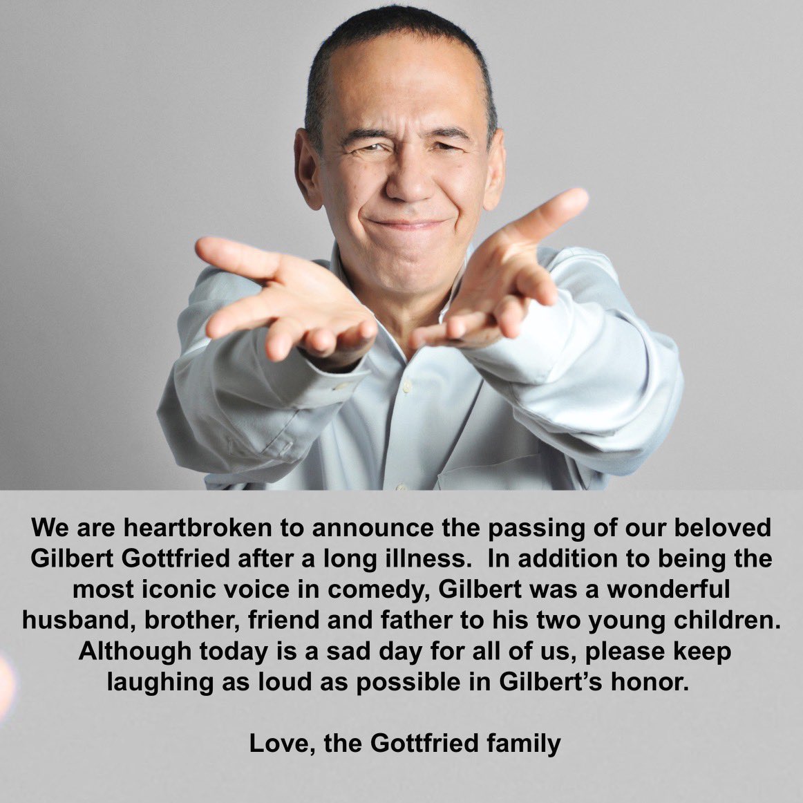 Gilbert Gottfried (@RealGilbert) on Twitter photo 2022-04-12 19:23:03