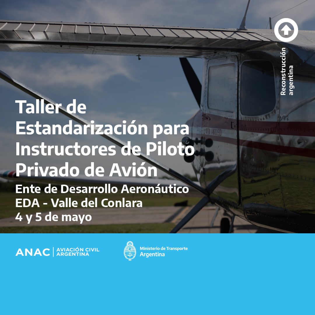 #CapacitacionANAC
 
🛩️ Taller de Estandarización para Instructores de Piloto Privado en el Ente de Desarrollo Aeronáutico (EDA), Valle de Conlara - prov. de San Luis.