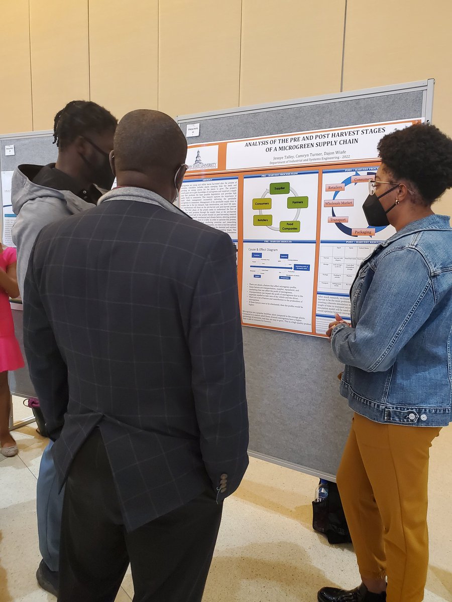 ROMELab_morgan's tweet photo. Camryn Turner and Dajon Wiafe presented at the 27th Annual Undergraduate and Gradute symposium. They discussed what we have learned so far in terms of the process to grow and harvest microgreens. This was their first poster presentation. #research #stem #microgreens https://t.co/MDzf028byF