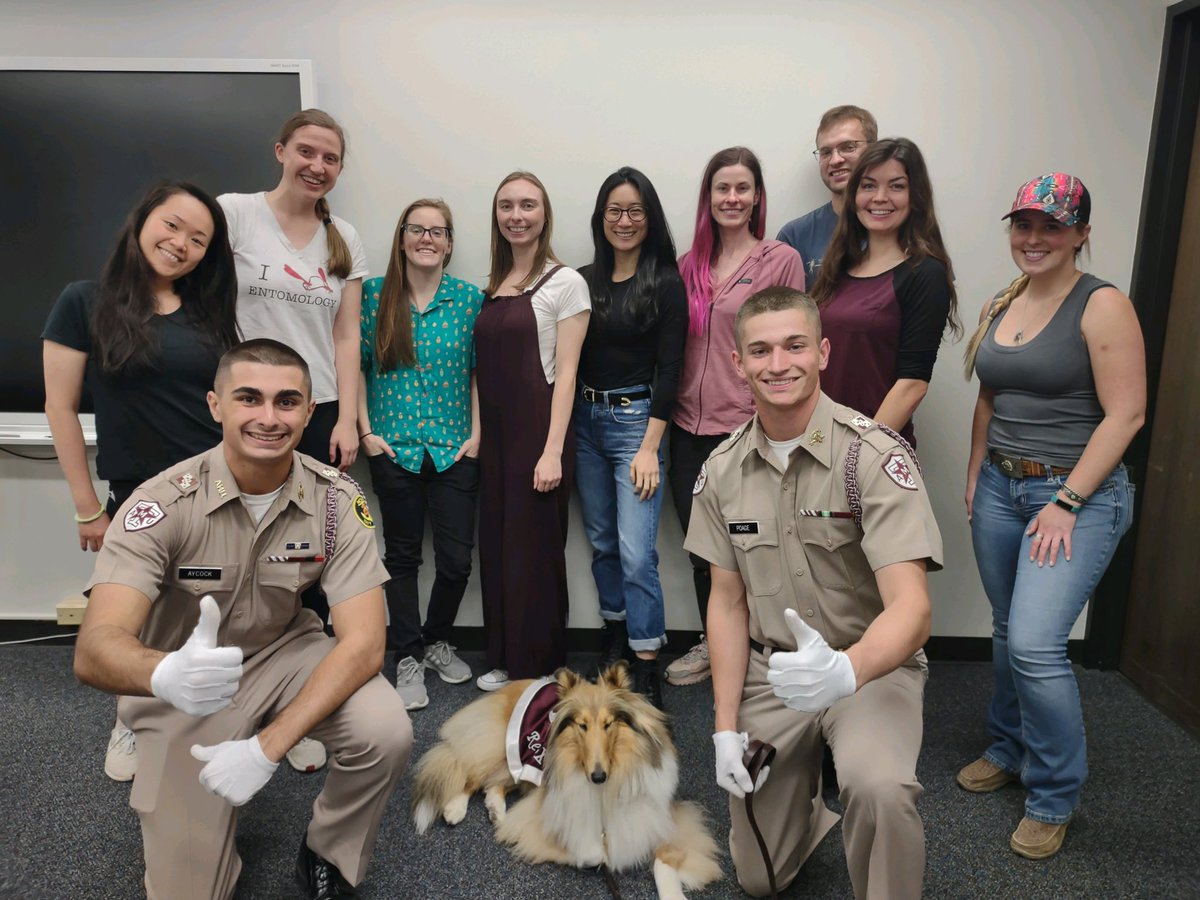 Very pleased to welcome Miss <a href="/Reveille/">Reveille X</a> the first lady of <a href="/TAMU/">Texas A&M University</a> to the <a href="/TAMUEntomology/">Texas A&M Entomology</a> Department. We hope you never get fleas, but if you do we are here to help ❤ #TAMUBugs