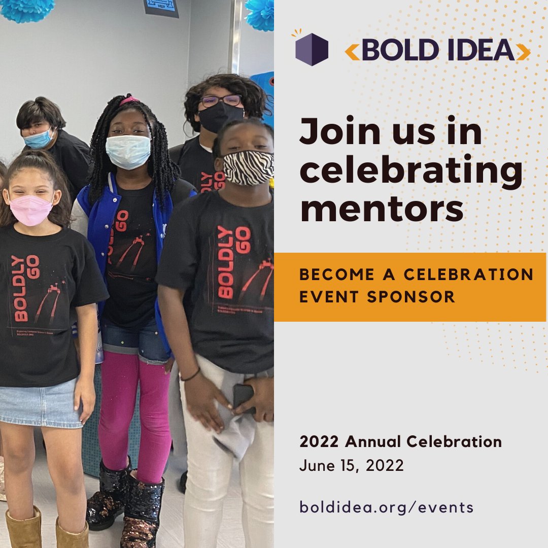 Support our 2022 Annual Celebration as an event sponsor. Join us in celebrating the volunteer mentors and partners who make our Coding Clubs program so impactful for Dallas ISD students. Learn more about sponsor opportunities and grab your tickets at: boldidea.org/events/2022-an…