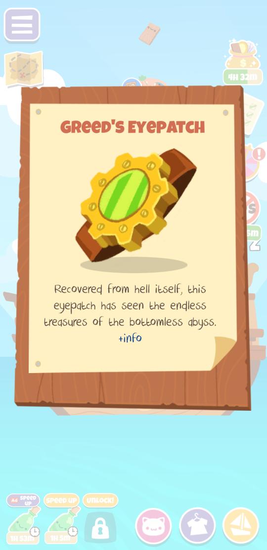 I fished the Greed's Eyepatch in #SailorCats! Play with me! :3 | platonicgames.com/sailorcats.html
