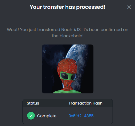 AlienFashion_'s tweet photo. Congratulations, @dem0la_

🥳🥳🥳
Gift sent 📝🛸
#NFT #NFTGiveaways  #NFTCommumity https://t.co/JwpHW3axfM