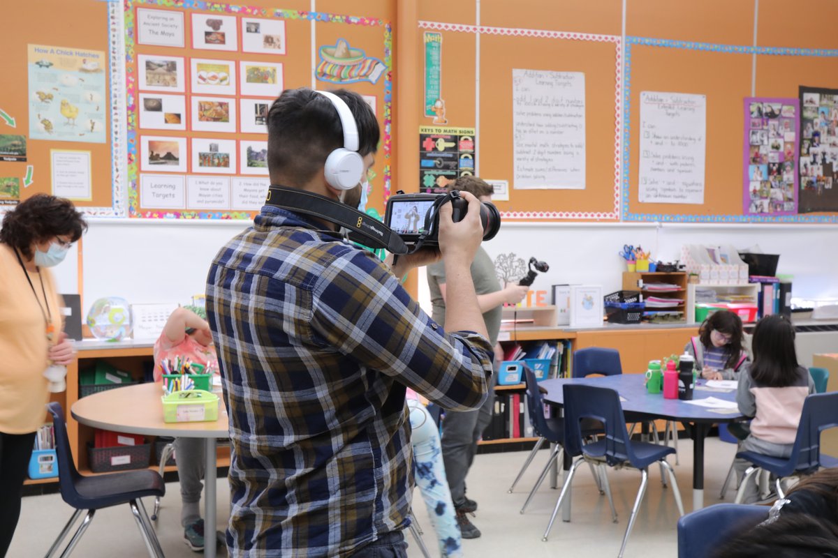 LRSD_TV's tweet photo. Broadcast Media students in action, shooting a mathematics class for an educational video at Marion School. #LRATC #LRSDTV #education https://t.co/FfRY5G09XM