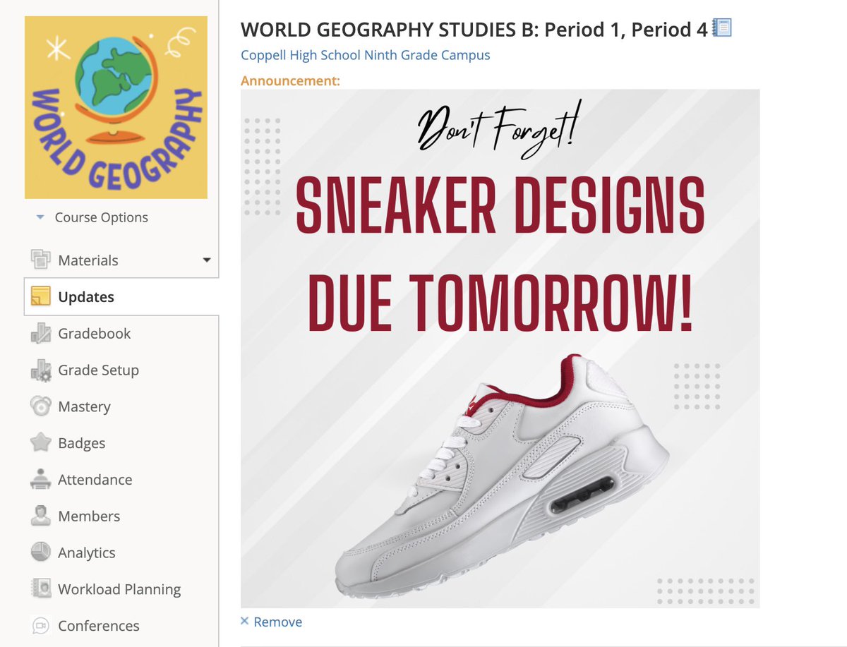 “Stepping” up my Schoology announcement game with visuals! #coppellDLC #CISDLearns #SchoologyinCISD