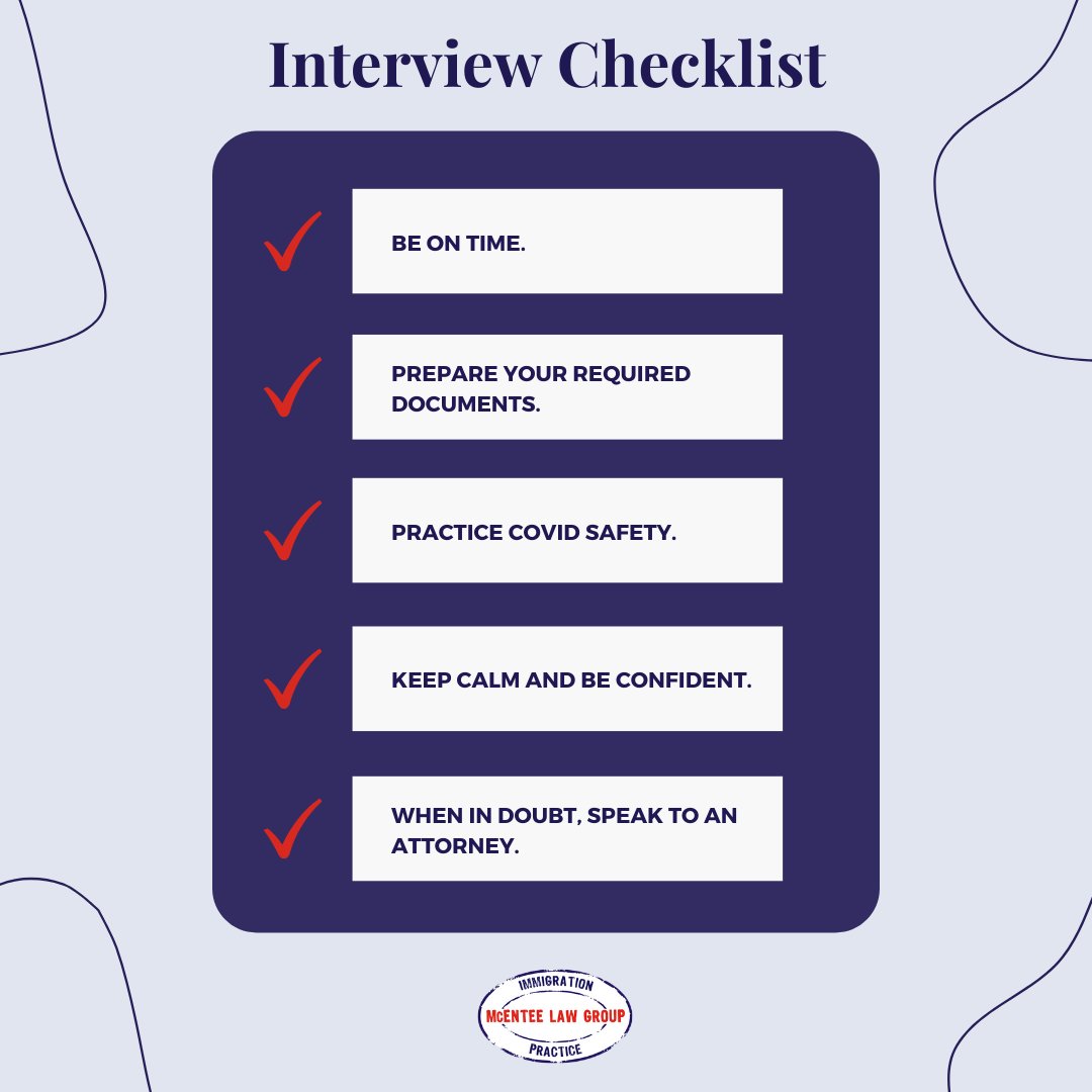McEnteeLawGroup's tweet image. Happy #TipTuesday! ✅🤔

Keep these 5 in mind, but remember our bottom line: when in doubt, speak to an attorney! 

Our attorneys are experts at navigating the #immigration process and are always happy to help. 

Check us out here: mcenteelaw.com 

#interviewchecklist