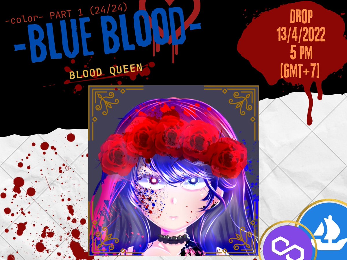 🥀NEW DROP💙 last picture🎉
    -blue blood- 
🩸Blood has a wide variety of colors. But someone's heart was dark and empty.🖤
<a href="/opensea/">OpenSea</a> #PolygonNFT 
-color- PART 1 finished
bit.ly/3uHi5r2
[24/24]
#NFTs #AnimeNFT #NFTCommunity  #NFTTHAILAND #nftcollectors #waifu #NFTJapan