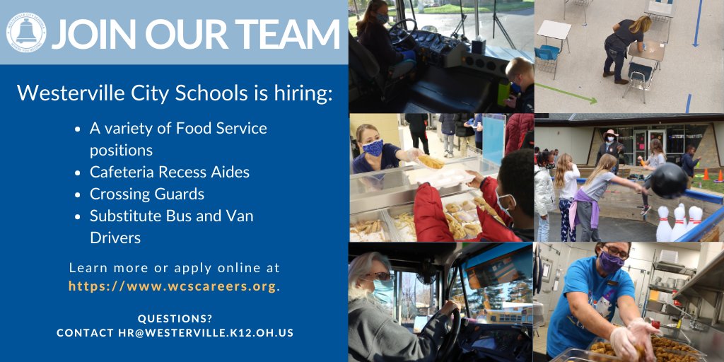 Westerville City Schools is hiring! Learn more or apply online at wcscareers.org