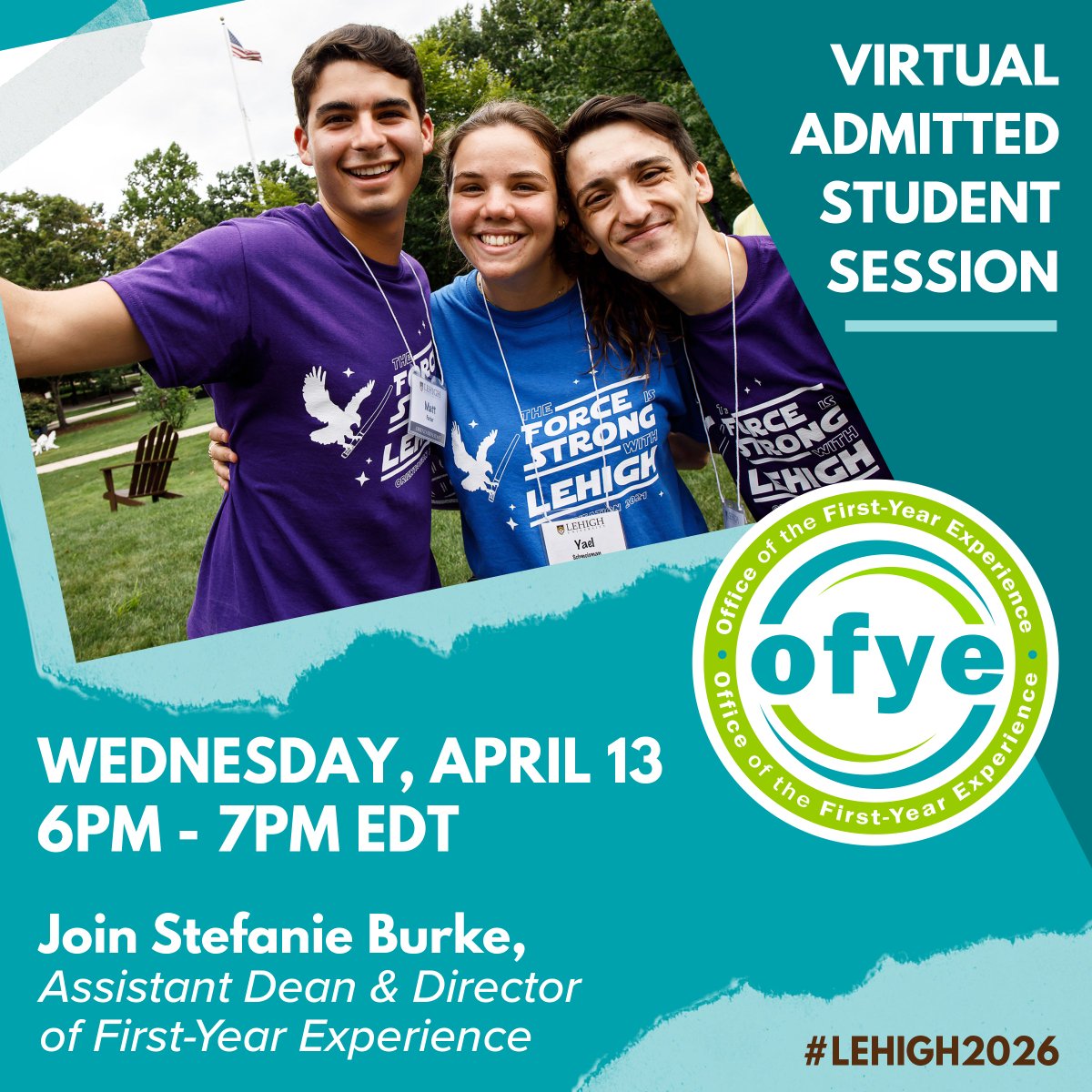 Register for the First-Year Experience Virtual Admitted Student Session at www2.lehigh.edu/admissions/adm…