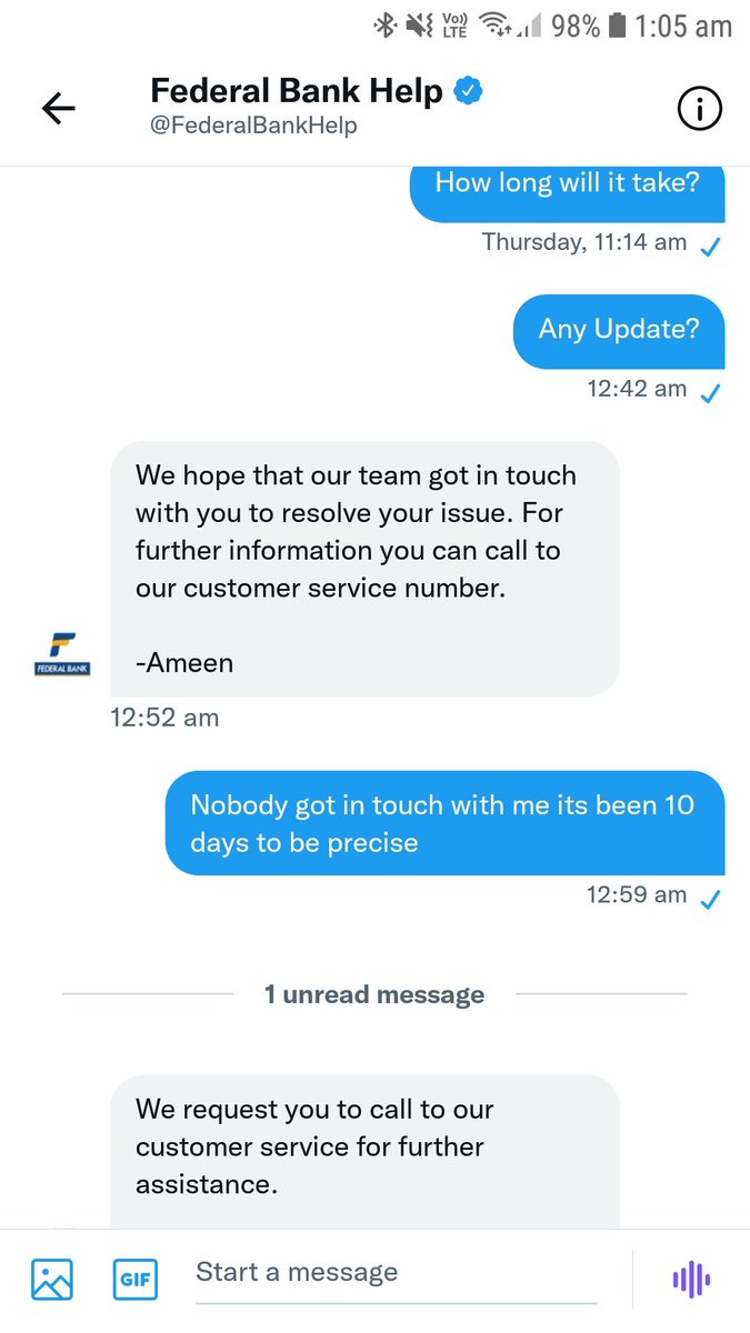 Simrankbindra_'s tweet photo. This is how @FederalBankHelp deals with customer complaints, first they said they don't have a TAT for the complaint, then they say they would get back which they didn't its been 10 days, after chasing them they ask you to call the customer care. Utter harrassment. @RBI https://t.co/0YLEBUzyer