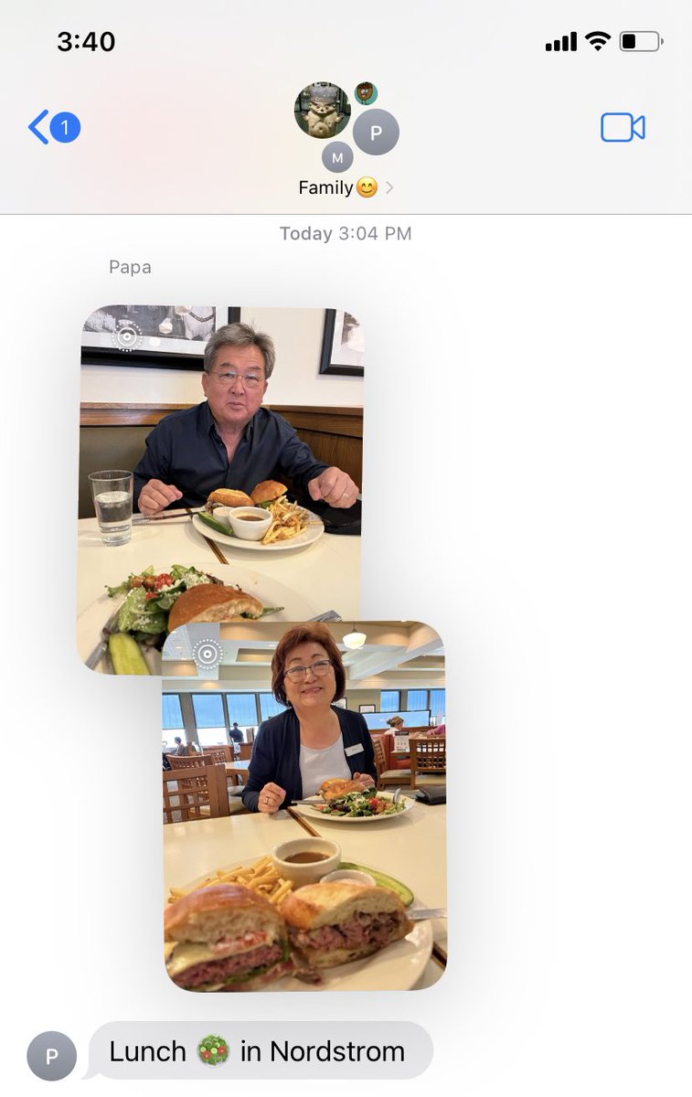 I know I’m obsessed with my parents but it makes me so happy to see little updates like this. My mom works at Nordstrom and my dad stopped by to have lunch with her 🥰