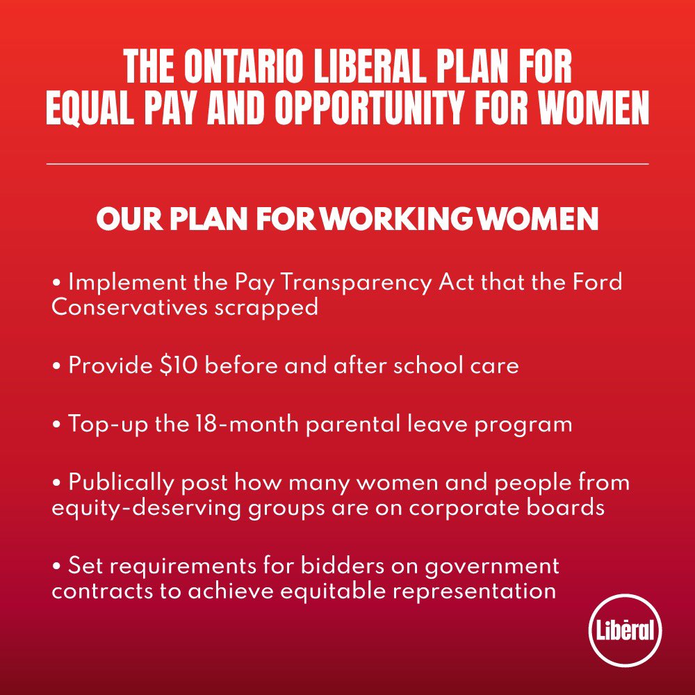 StevenDelDuca's tweet photo. Doug Ford’s Conservatives refused to enact Ontario’s historic equal pay legislation, and cut programs setting women back further. An @OntLiberal government will ensure women get equal pay &amp; opportunity. #onpoli https://t.co/AQbDYQs2Bt