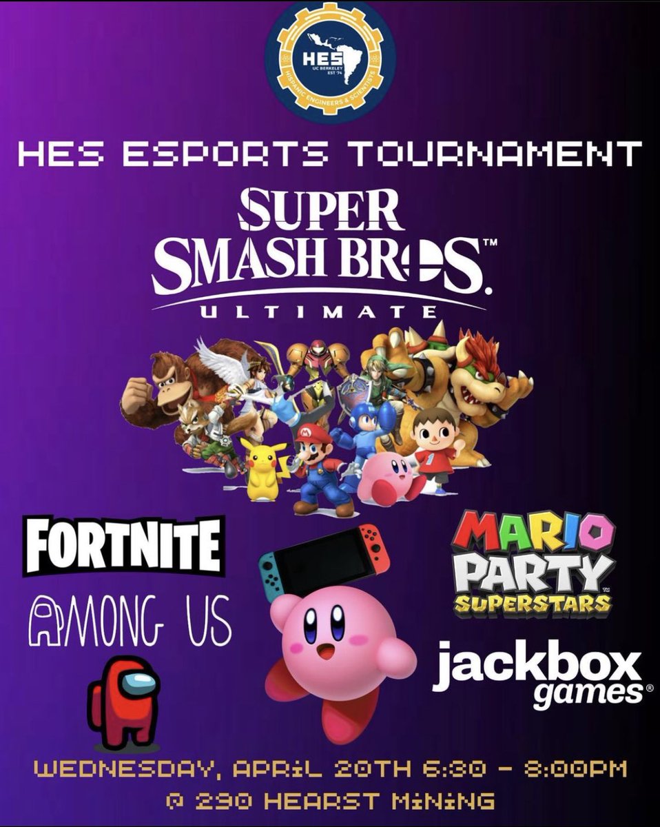 We hope y’all didn’t forget about our Esports tournament!! On Wednesday April 20th we are so excited to play some our favorites with/against y’all🥰 Bring Your Own Switch🎮