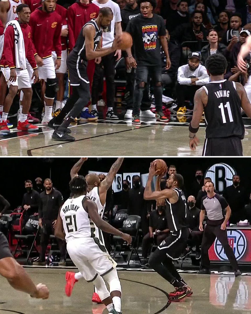 SportsCenter's tweet photo. KD made sure to look down at where his feet were this time 😅 https://t.co/qsJMOiKnls
