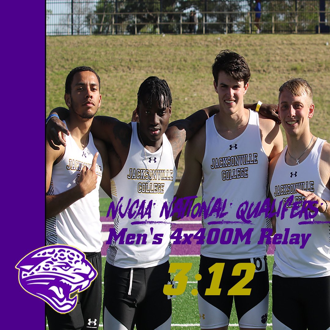 We have some more National Qualifiers! The quartet of Ricky Williams, Justin Malnar, Mitchell Hackstedt and Trey East ran a 3:12 in the 4x400 relay. This performance puts them top 10 in the NJCAA right now! Here’s to some more PR’s, school records and National Qualifiers!