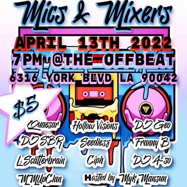 mmupclan's tweet photo. Tomorrow! We are rocking Mics & Mixers at #TheOffbeat in Highland Park along with several other talented artists!
21+ | $5 Admission
Pull up! https://t.co/q7JdCrEfZn
