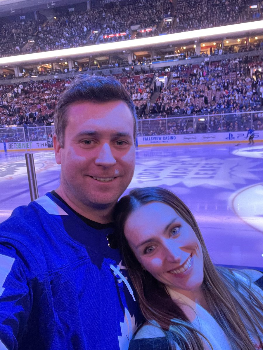 jknobbs's tweet photo. Enjoying the @MapleLeafs game tonight with my love. Parents night out!!! 💙 #LeafsForever #LeafsNation https://t.co/QTrlB8poLv