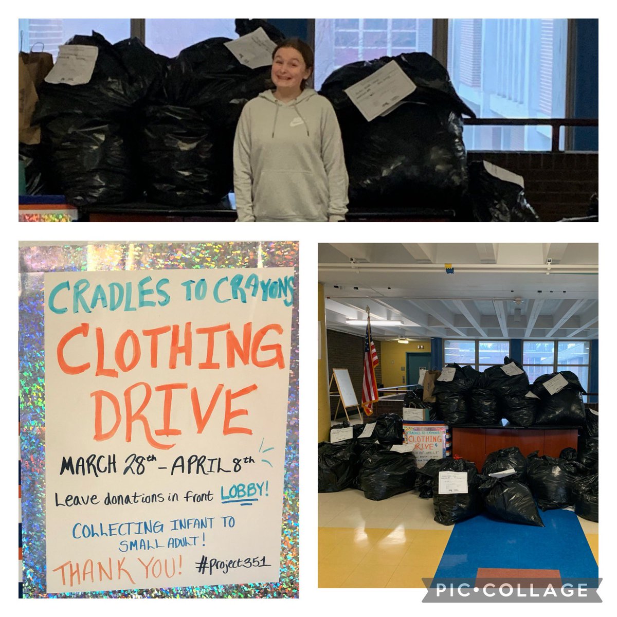 Principal_Parks's tweet photo. Shout Out to PARKER 8th Grader Riley B for organizing this amazing clothing drive! Riley is Chelmsford’s @TeamProject351 Ambassador and absolutely crushed this assignment! Did I mention she is also a PRIDE Rep!? Way to go Riley! #parkerpride https://t.co/jn8RjLnioh