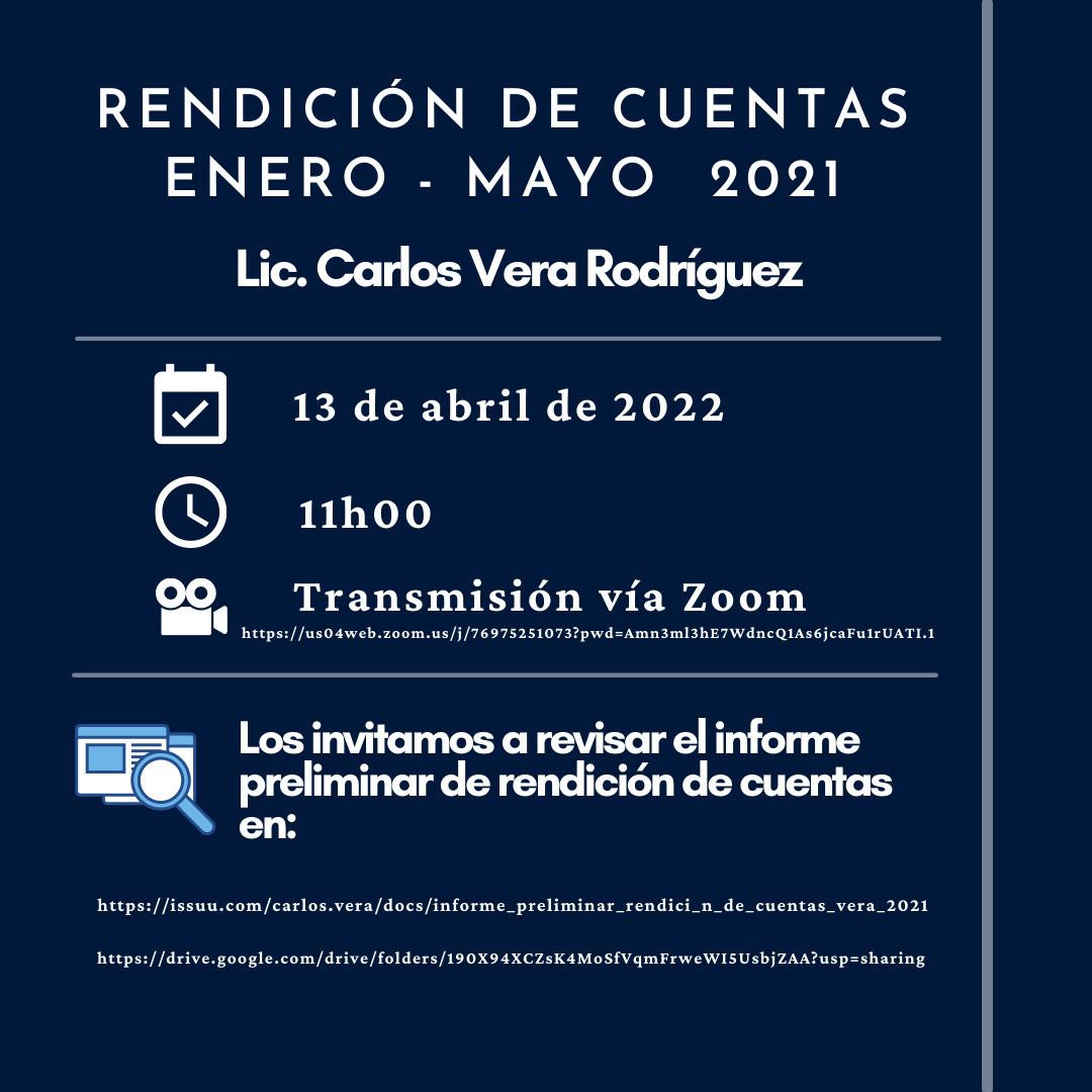 📍Rendición de cuentas 2021

Mañana nos volvemos a encontrar, amigos. Los espero a las 11:00 a.m.

Enlace de acceso:
us04web.zoom.us/j/76975251073?…