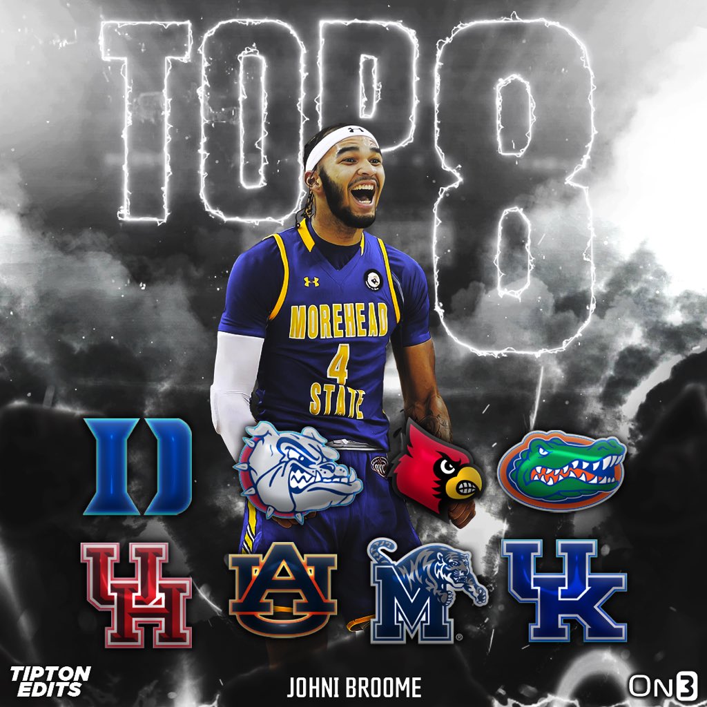 JoeTipton's tweet photo. Morehead State transfer Johni Broome, one of the best available transfers, tells @on3 he’s down to eight schools.

Averaged 16.8 points, 10.5 rebounds and 3.9 blocks this season.

Story: https://t.co/aHT7yLRhmA https://t.co/1H1fEivttZ