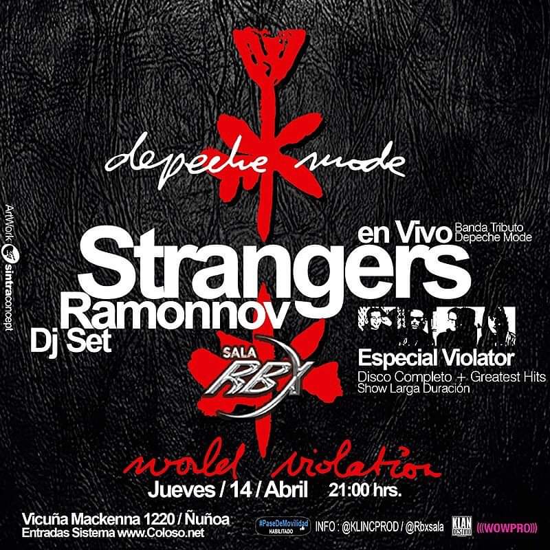 SintraConceptCL's tweet photo. Rock Bar Xperience / RBX

Presenta : :

#Strangers
(Depeche Mode Experience - Chile) en vivo 
Especial Violator / Disco Completo + Greatest Hits

Jueves.14.Abril
21:00 hrs.

Dj Set : :
@DjRamonnov

Sistema de Entradas : :
https://t.co/ByHdP1Bq22

ArtWork : :
@SintraConceptCL https://t.co/VtQjejLVdz