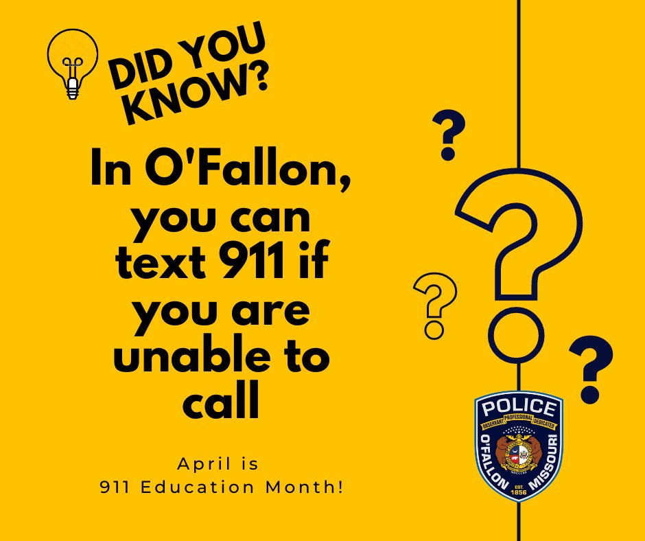 OFallonPolice's tweet photo. In honor of 911 Education Month and National Public Safety Telecommunicators Week, here are some more 911 facts provided by your O'Fallon Dispatchers!

#911EducationMonth https://t.co/kbiv7LtWU2