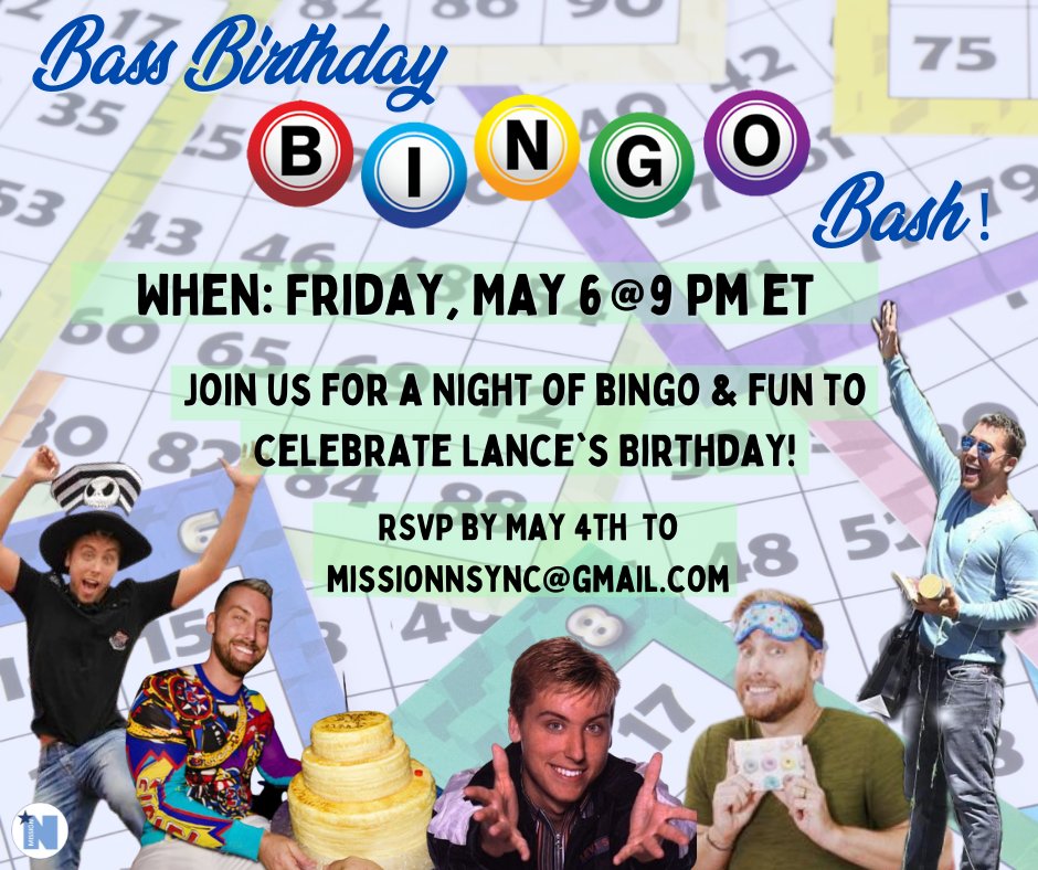 MissionNsync's tweet image. Our favorite #Basstronaut is completing another trip around the sun 🚀🌞 Join us for a virtual bingo night to celebrate #LanceBass's birthday! 

RSVP to missionnsync@gmail.com.  

#birthdaybasstronaut #birthdaybingo #nsync #justintimberlake #chriskirkpatrick #joeyfatone #jcchasez