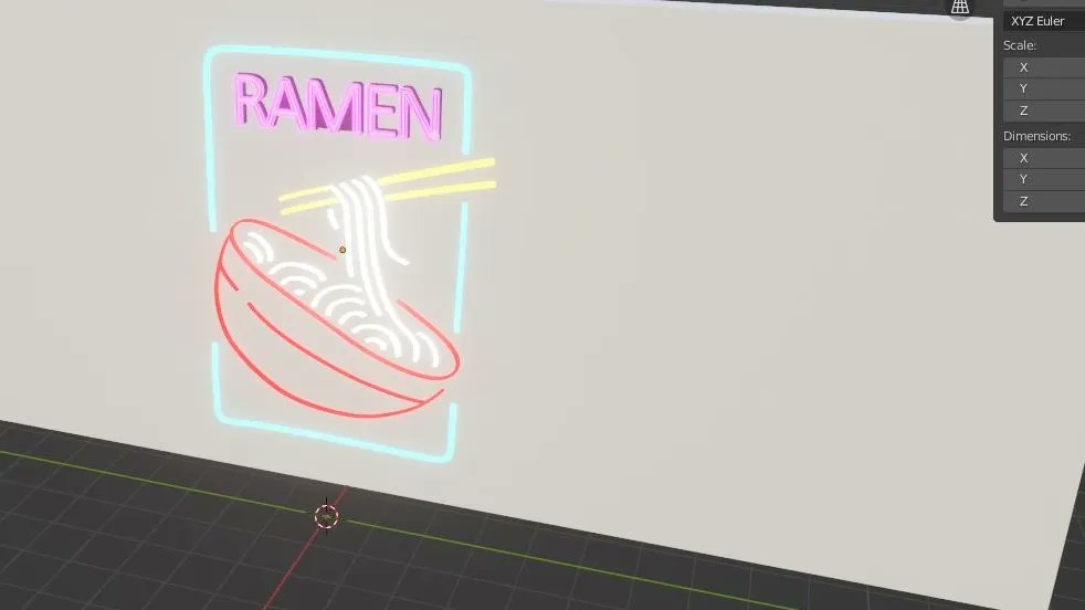 RabidDoh's tweet photo. Put myself to the test learning from that IanHubert tutorial to make a ramen sign using a reference photo, and adding a bit of noise to the emissions. If you look at some of the bts images, you'll see a comparison to my render and the stock image I referenced. https://t.co/uLdOjx5K7O