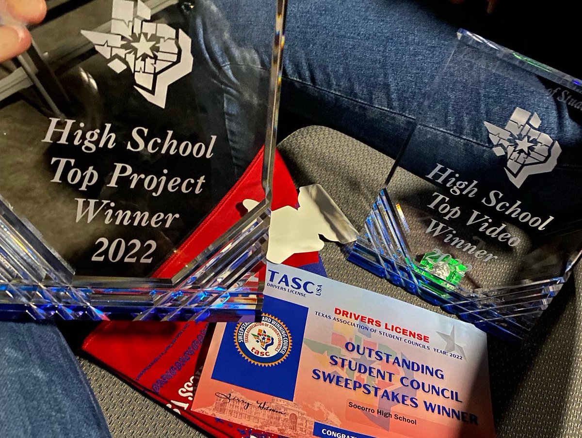 SocorroStuco's tweet photo. What an amazing honor to have attended the High School Annual State Conference! Our council is so grateful to have received two awards that only 10 councils get out of the state of Texas! The state conference was so amazing can’t wait to be back next year! @Socorro_HS https://t.co/MdT2fr1kIG