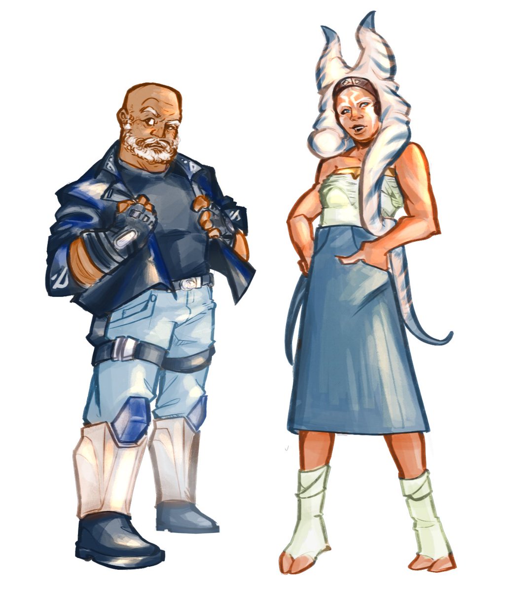 cornycopeia's tweet photo. just two besties out for a day on the town. (ahsoka helped rex pick his outfit) #StarWars #ahsokatano #CaptainRex https://t.co/r3NZsrnIzC